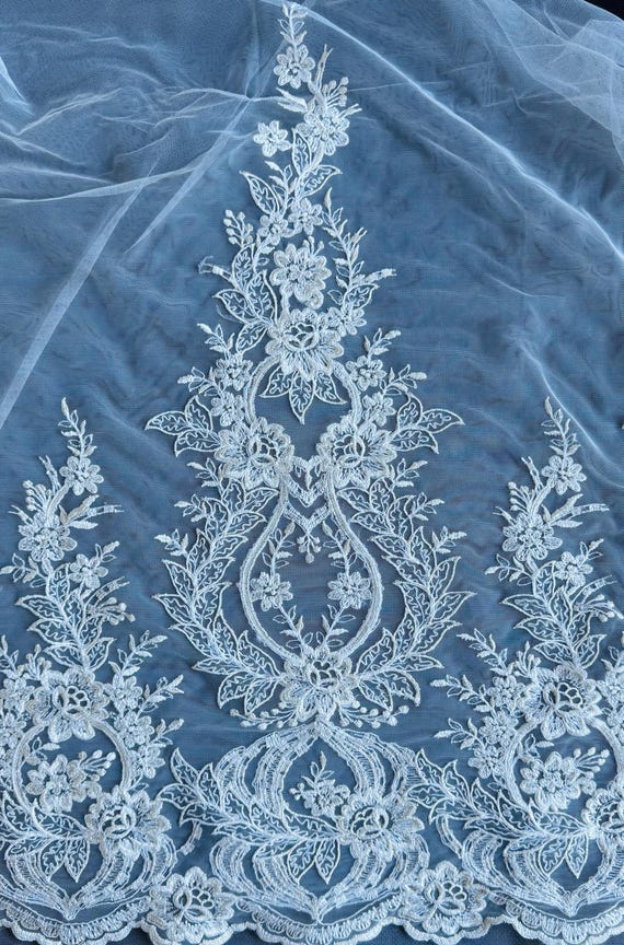 Delicate Scroll Embroidered Lace Mesh 171B