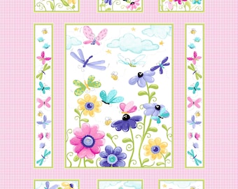 Clothworks - Flutter the Butterfly by Susybee - Pink Panel - SB20265-520