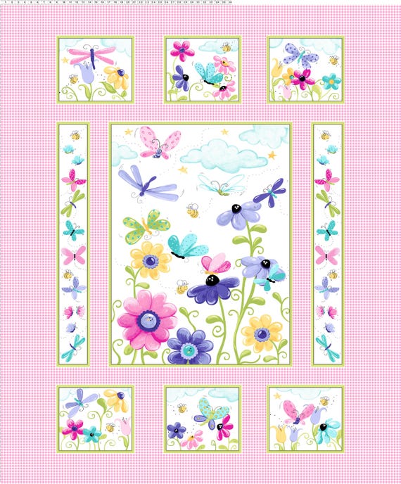 Clothworks - Flutter the Butterfly by Susybee - Pink Panel - SB20265-520