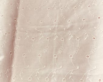 Light Pink Embroidered Eyelet Fabric – Delicate Floral Vine Pattern 335