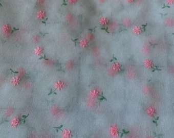 Pink Mini Floral Embroidered Sheer Fabric 322
