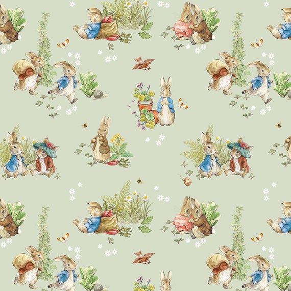 Peter Rabbit & Benjamin Bunny fabric collection by Riley Blake Designs C17250-Green