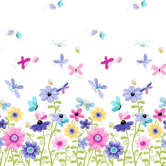 Clothworks Flutter the Butterfly by Susybee - SB20270-650 - Double Border