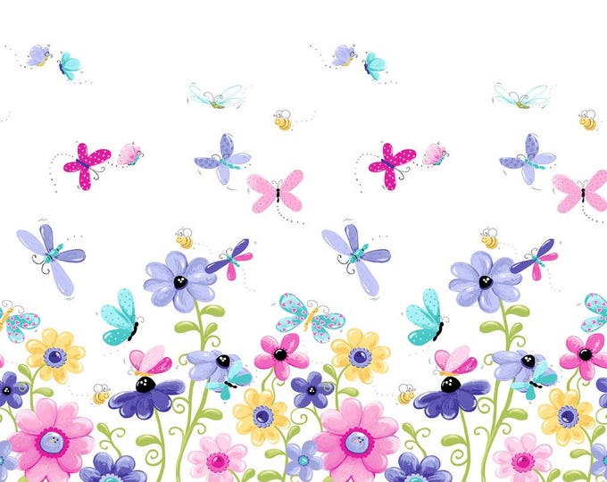 Clothworks Flutter the Butterfly by Susybee - SB20270-650 - Double Border
