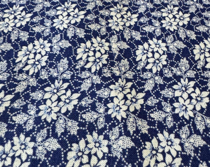Navy & White Floral Cotton Fabric – 1.25 Yard Cut 233