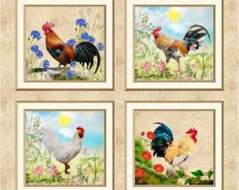 Break of Dawn Panel 2613P-35 – Chickens & Roosters