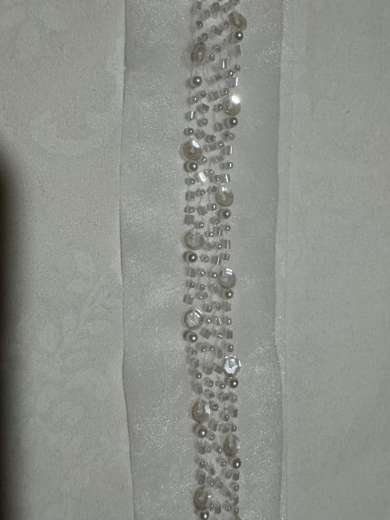 White Beaded Bridal Trim – 2.5” Pearl & Sequin Decorative Lace | Designer Surplus | Sold by the Yard