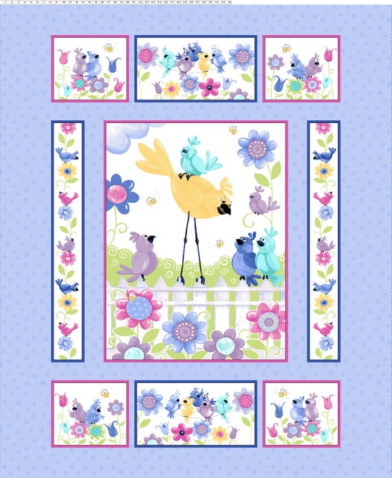 Bird's Buddies Fabric Panel SB20380-620 Collection by Susybee for Clothworks