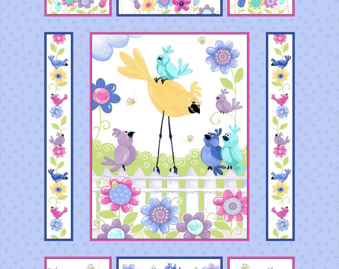 Bird's Buddies Fabric Panel SB20380-620 Collection by Susybee for Clothworks