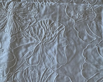 White Embroidered Floral Fabric 329