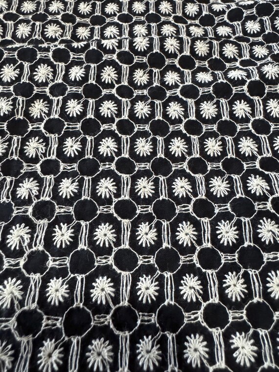 Black & White Embroidered Circle Lace Fabric – 1.5 Yards, 56" Wide 234