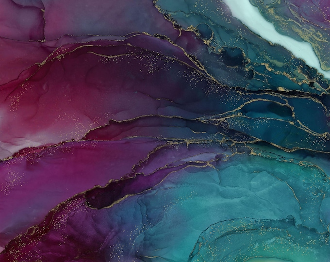Northcott Fabric – Midas Touch Collection Panel Plum/Teal DM26921-28