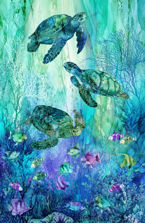 Northcott  DP28875-66 Coral Reef Fabric Panel