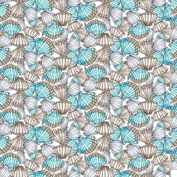 Clothworks Sandy Toes Collection Packed Shells Y4047-62
