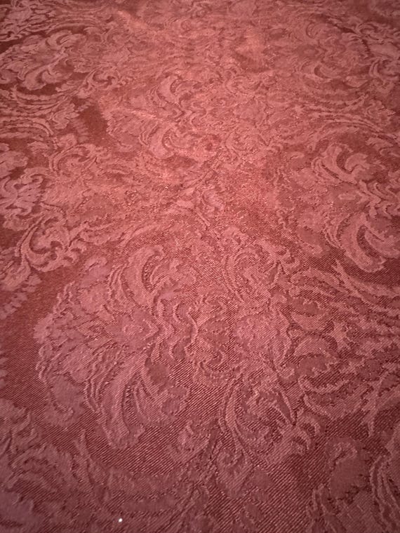 Burgundy Damask Jacquard Fabric – Elegant Tone-on-Tone Scroll Pattern 141