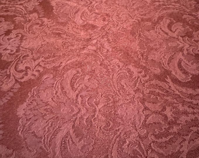 Burgundy Damask Jacquard Fabric – Elegant Tone-on-Tone Scroll Pattern 141