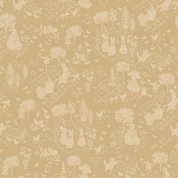 Peter Rabbit & Benjamin Bunny fabric collection by Riley Blake Designs C17251-Tan