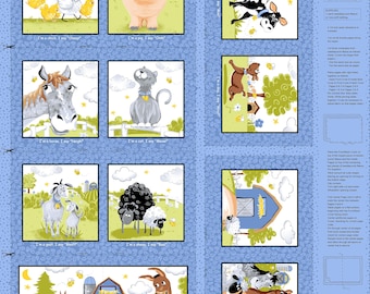 Barnyard Blues Storybook Quilt Panel – 36” by Susybee for Clothworks SB20414-760