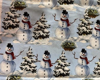 Snowman & Snowy Pines Winter Fabric –  by David Textiles 189