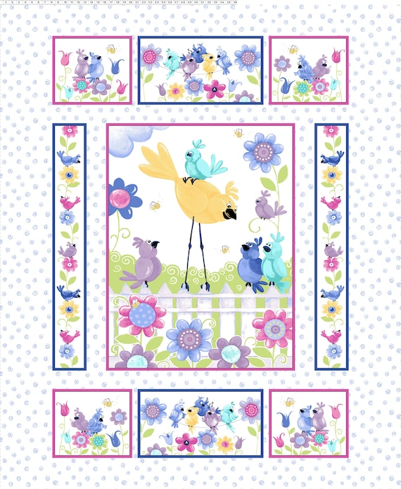 Bird's Buddies Fabric Panel SB20380-100 Collection by Susybee for Clothworks