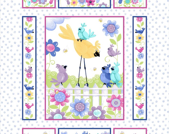 Bird's Buddies Fabric Panel SB20380-100 Collection by Susybee for Clothworks