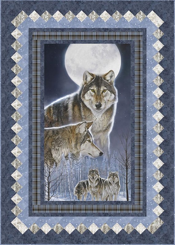 Northcott – Wild at Heart Wolf Quilt Kit Top and Binding