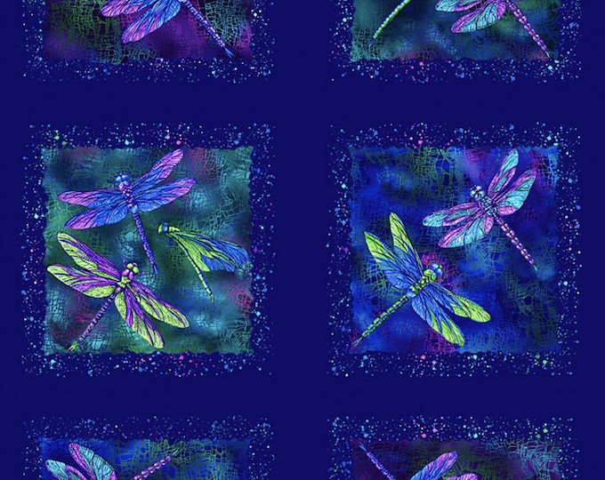 On Dragonfly Wings – Tranquil Blocks Panel in Navy Q9