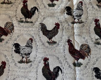 Farmhouse Roosters Woven Tapestry Fabric – 51" x 56" Cut 321