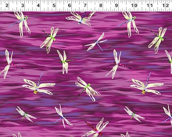 Clothworks Dragonfly Days Collection - Dragonfly Toss - Eggplant Y3757-45