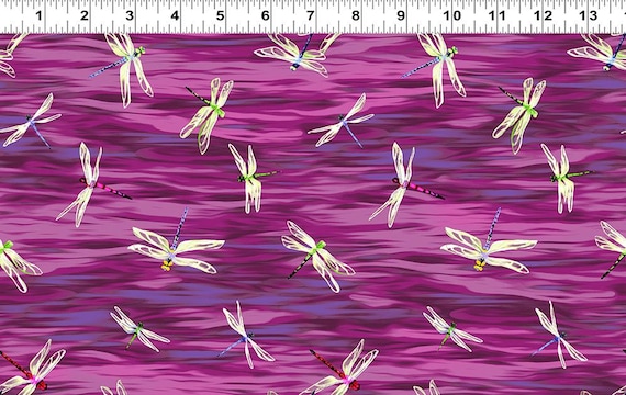 Clothworks Dragonfly Days Collection - Dragonfly Toss - Eggplant Y3757-45