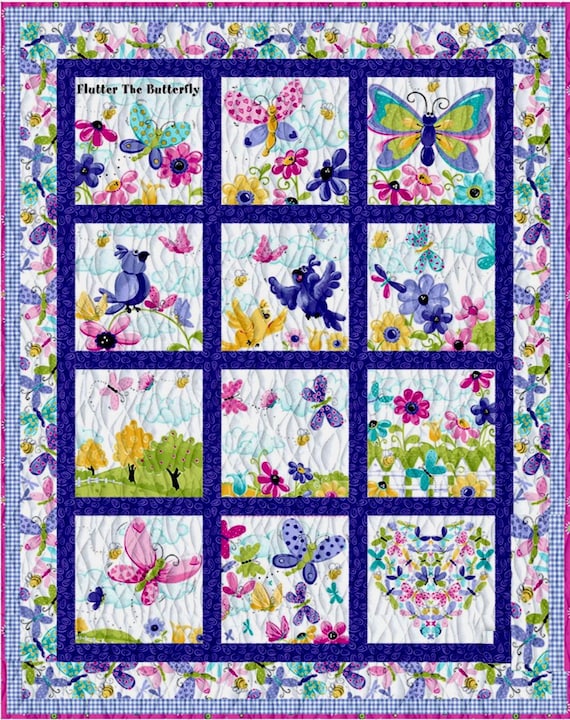 Flutter the Butterfly Storybook Quilt Kit in Lilac