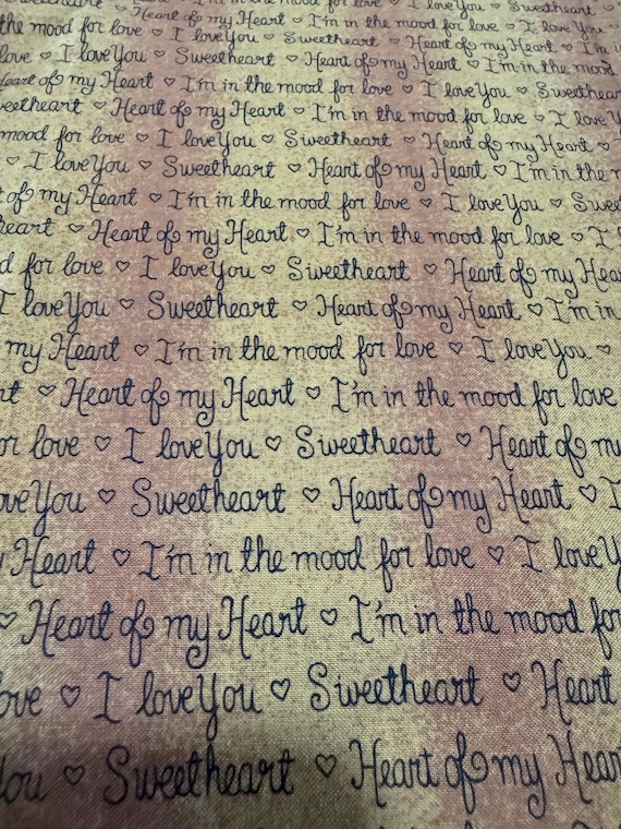 Henry Glass “Heart of My Heart” Script Blender – Love Words Fabric