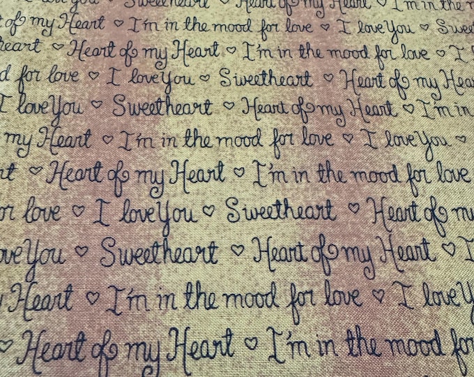 Henry Glass “Heart of My Heart” Script Blender – Love Words Fabric