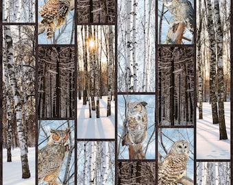 Naturescapes Solitude 26770-38 Owl Panel by David Kiehm for Northcott