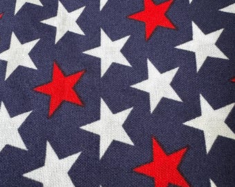 Patriotic Stars Fabric – Red & White Stars on Navy 327