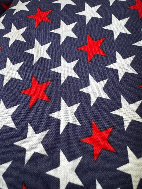 Patriotic Stars Fabric – Red & White Stars on Navy 327