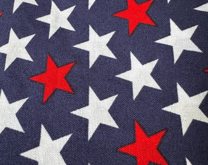Patriotic Stars Fabric – Red & White Stars on Navy 327