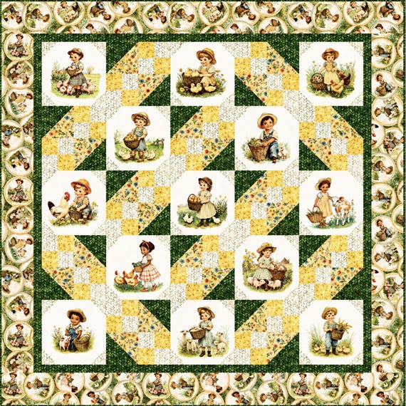 Farmer's Helpers Quilt Kit Top & Binding Only 50"x50"
