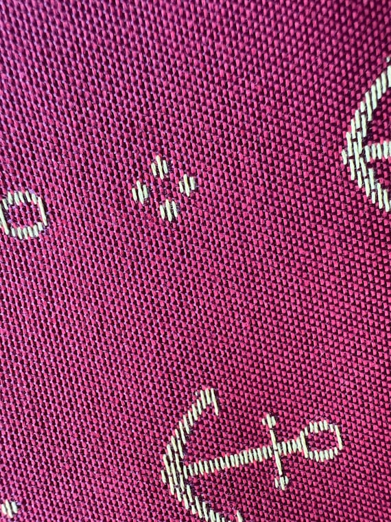 Nautical Anchor Print on Woven Maroon – Textured Cotton Blend Fabric 162B