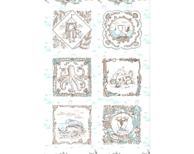 Clothworks Sandy Toes Collection Panel Taupe Y4043-62
