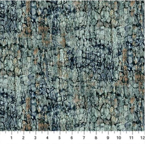 Northcott Lone Wolf Bark Texture Blue DP27188-44