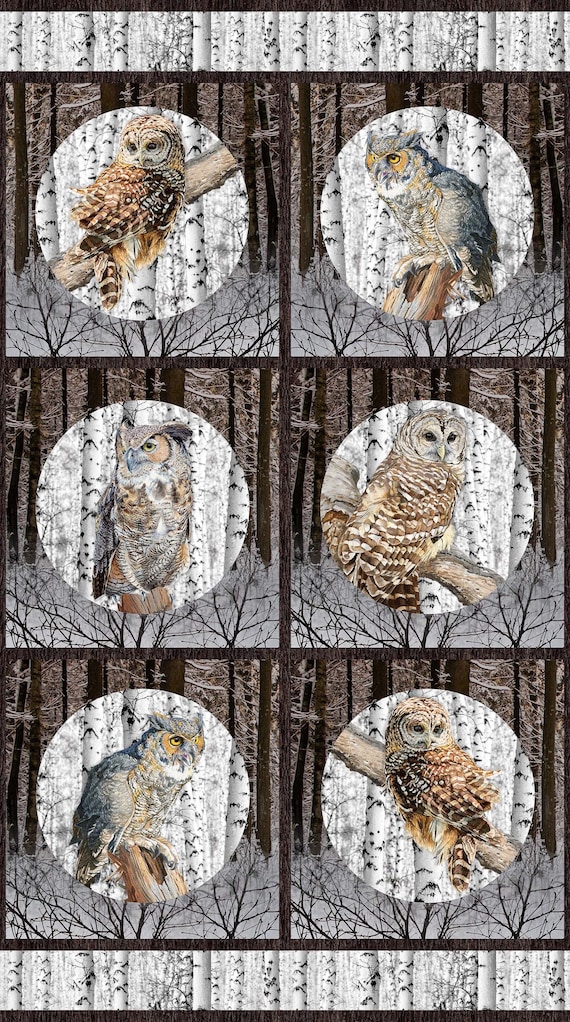 Solitude Owl Naturescapes - David Kiehm - Northcott DP26771-38 Running Yardage 43x24