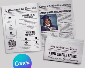 Graduation Newspaper Template, Photo 2025 Grad Newspaper Template,Large Graduation Newspaper,Class of 2025 Graduation Party Invite Newspaper