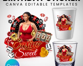 Zodiac Birthday Sticker, Casino Poker design, Styrofoam Cup Sticker, Shot Glass and T-Shirt Designs,Horoscope Sublimation Design Canva