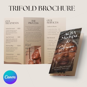 Esthetician Trifold Brochure, Salon Beauty Brochure Template, Minimalist Esthetician Brochure, Skincare Business Brochure, Canva Template