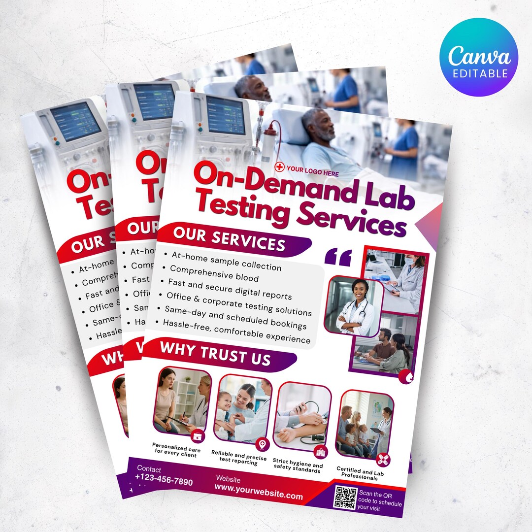 Editable Mobile Lab Testing Flyer Canva Template, US Letter & A4 ...