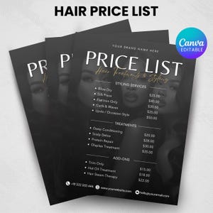 Price List Template, Hair Pricing Flyer, Price List Flyer,Pricing Guide Sheet,Salon Business Flyer,Price Guide Template, Business Price List
