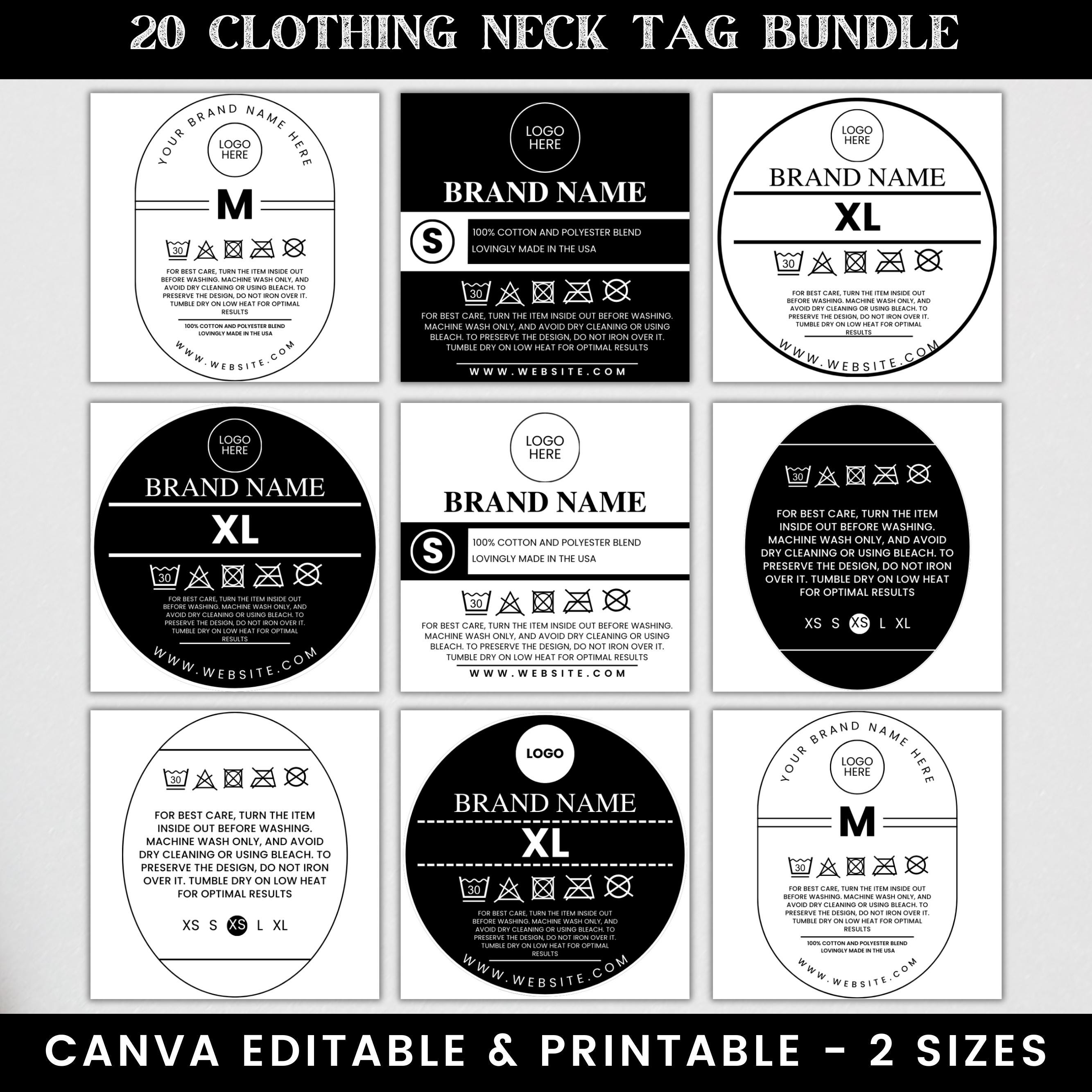 Editable Clothing Neck Tag Canva Template, Neck Labels for T-SHIRTS ...