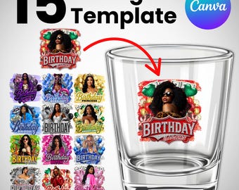 Shot Glass Sticker Template, Pink Money Zodiac Birthday Digital Designs Bundle, Shot Glass, and T-Shirt Designs, Cup Stickers
