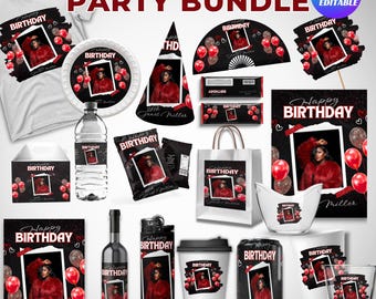 Birthday Party Decor Templates Bundle, 35+ Canva Templates For Birthday Party, Instant Download